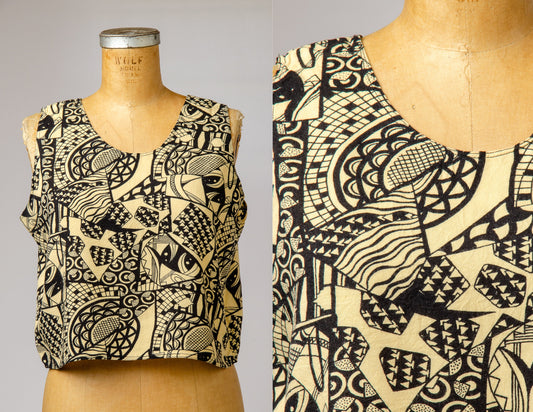 1980s Escher Style Abstract Art Cotton Tank Top