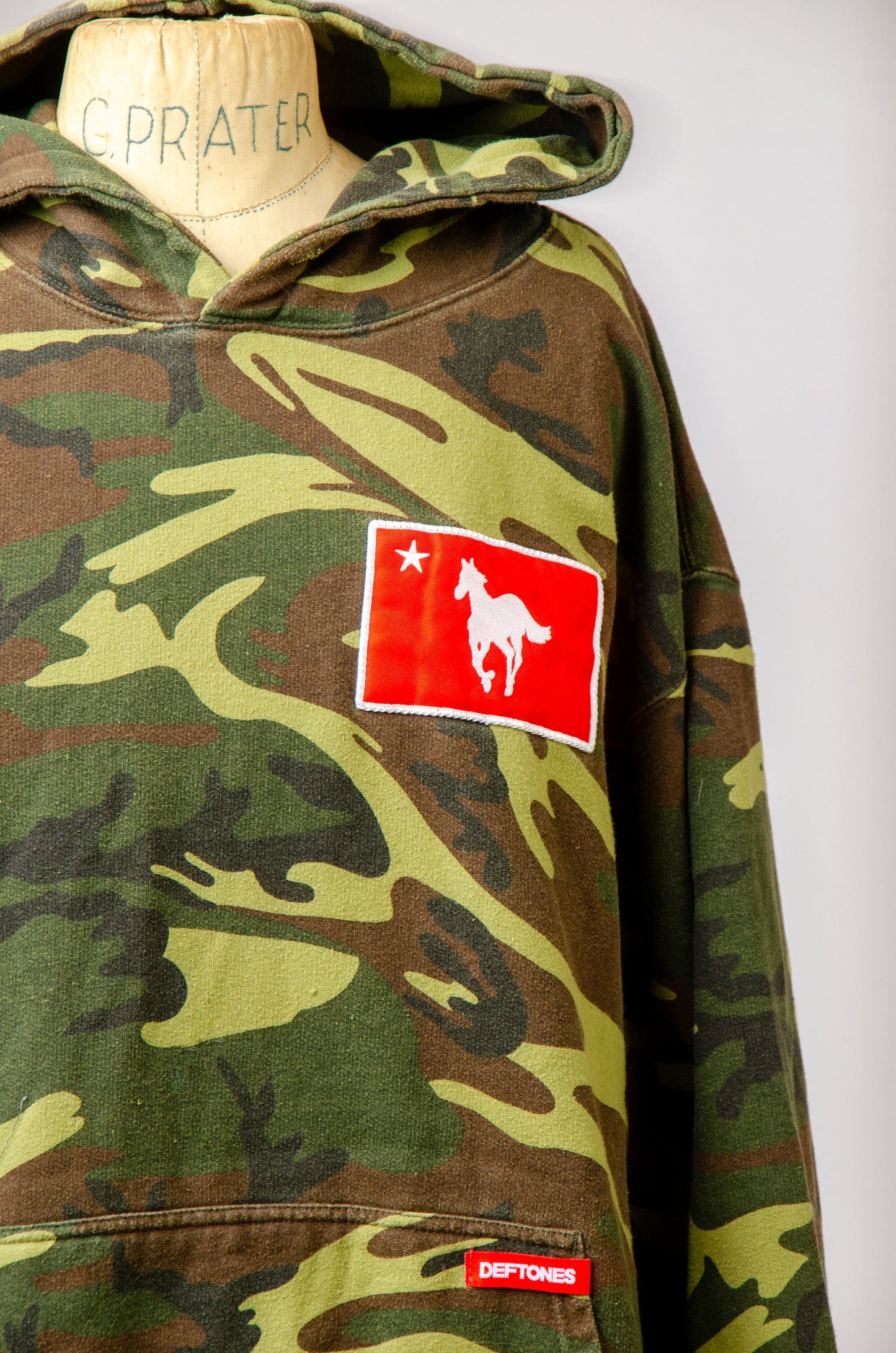 Y2K Deftones White Pony Camo Hoodie Army Green Hooded Sweatshirt