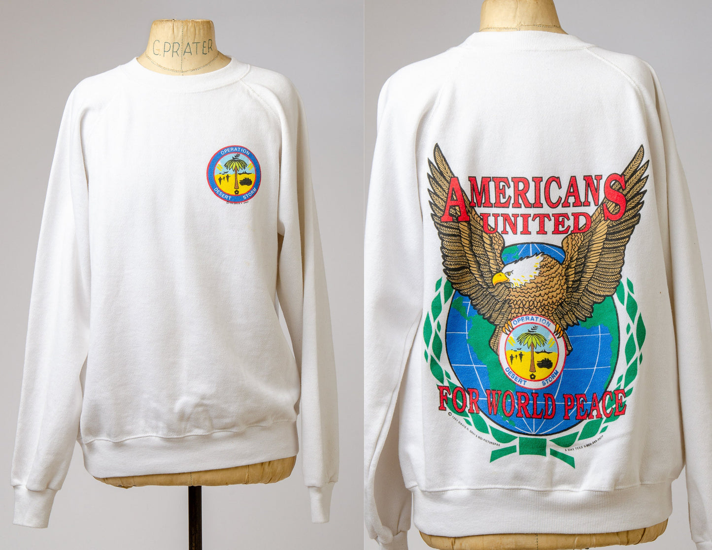 1990 Operation Desert Storm White Cotton Crewneck Sweatshirt