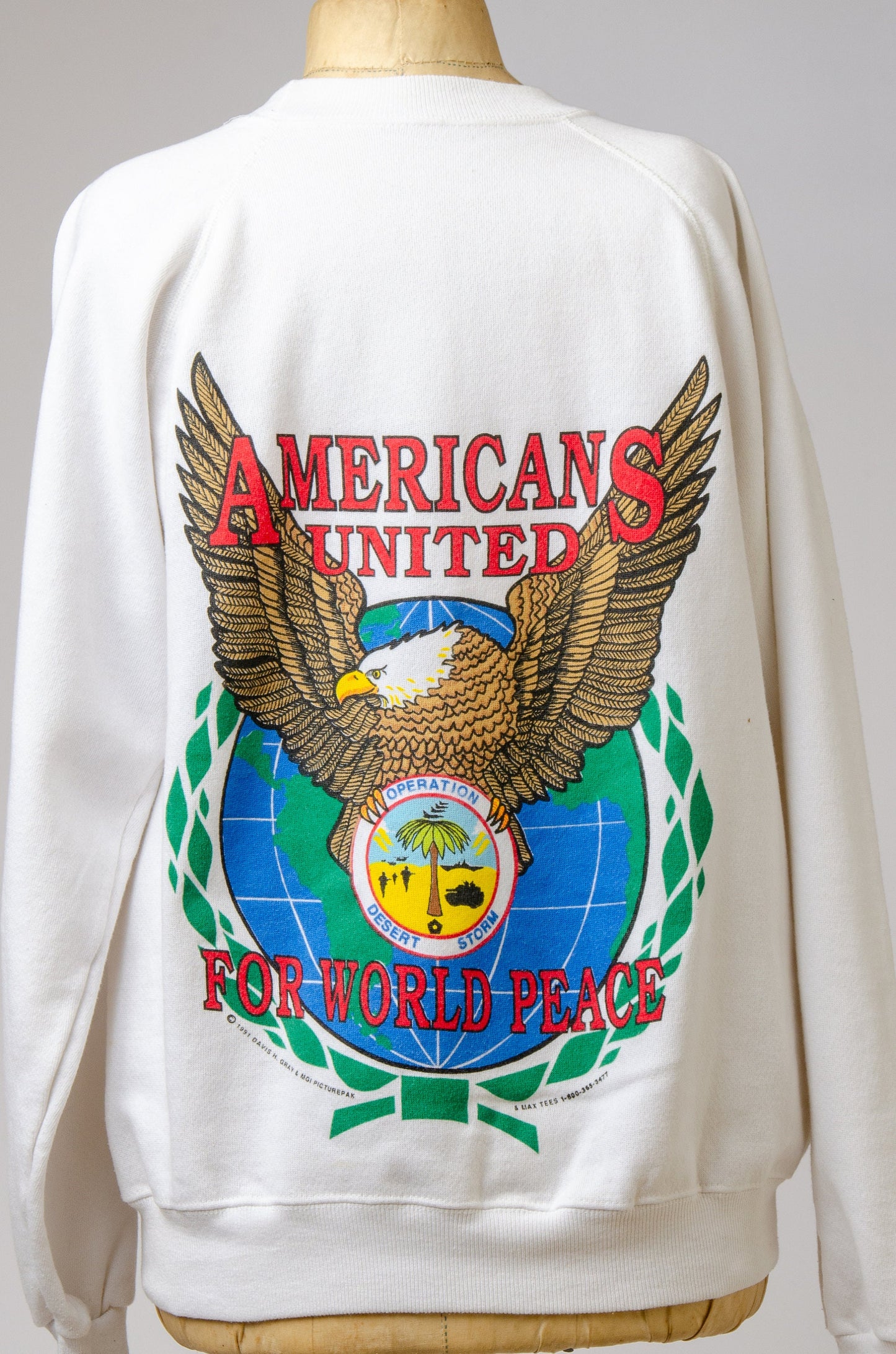 1990 Operation Desert Storm White Cotton Crewneck Sweatshirt