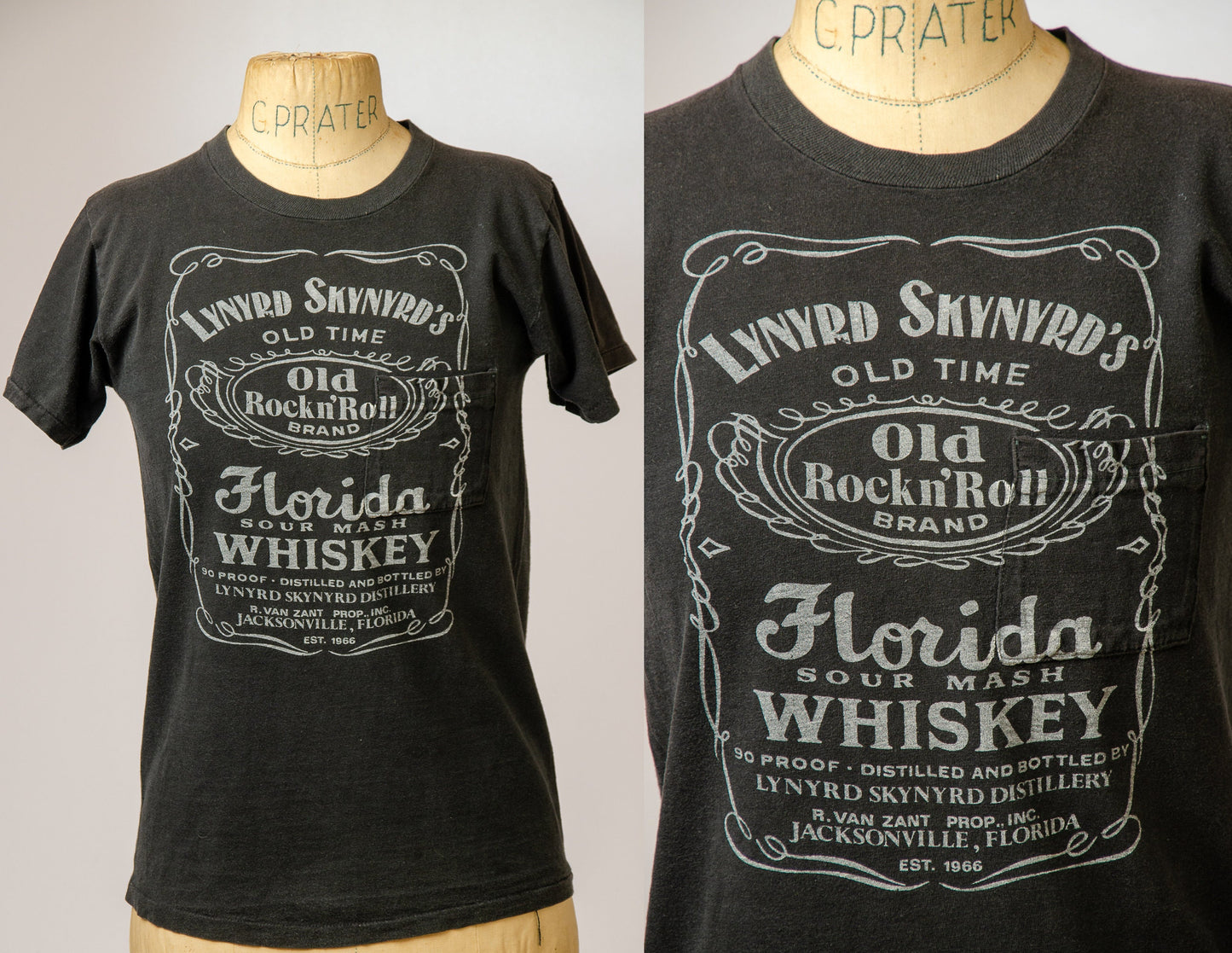 1970's Lynyrd Skynyrd Jack Daniels Whiskey Label Rock T Shirt