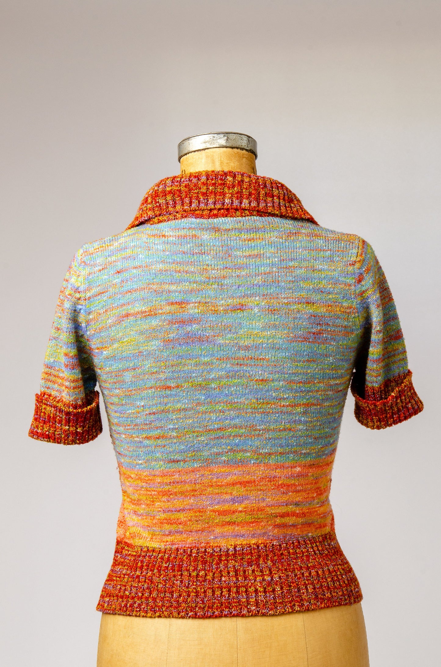 1970s Space Dye Sweater Rust Orange Ombre Disco Knit