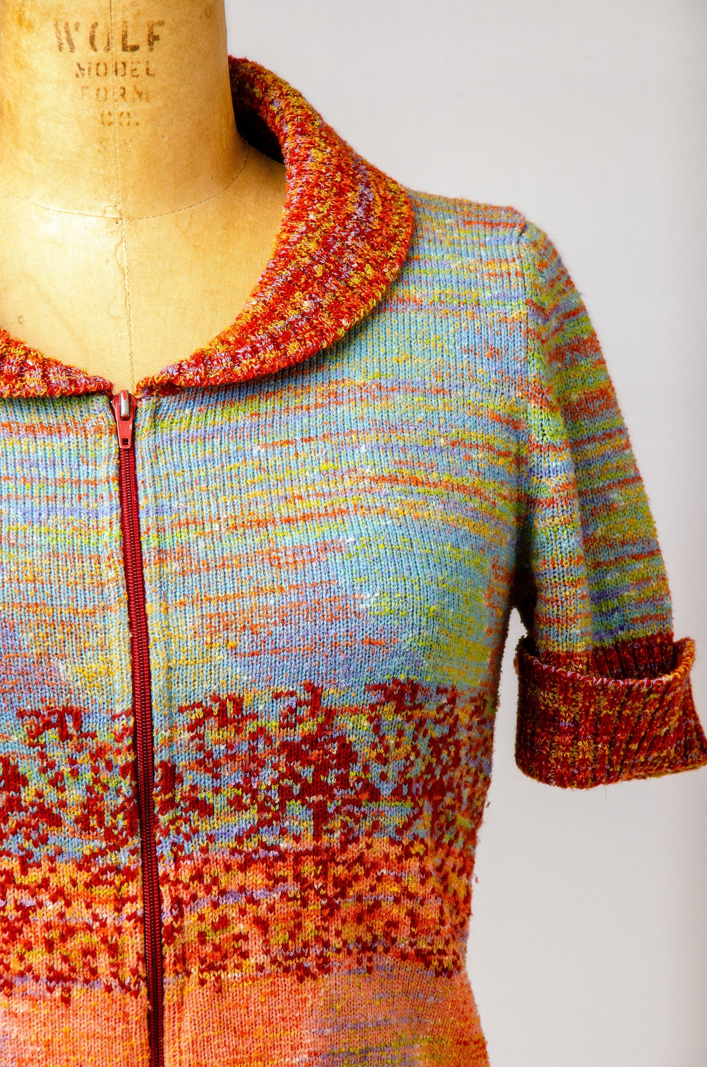 1970s Space Dye Sweater Rust Orange Ombre Disco Knit