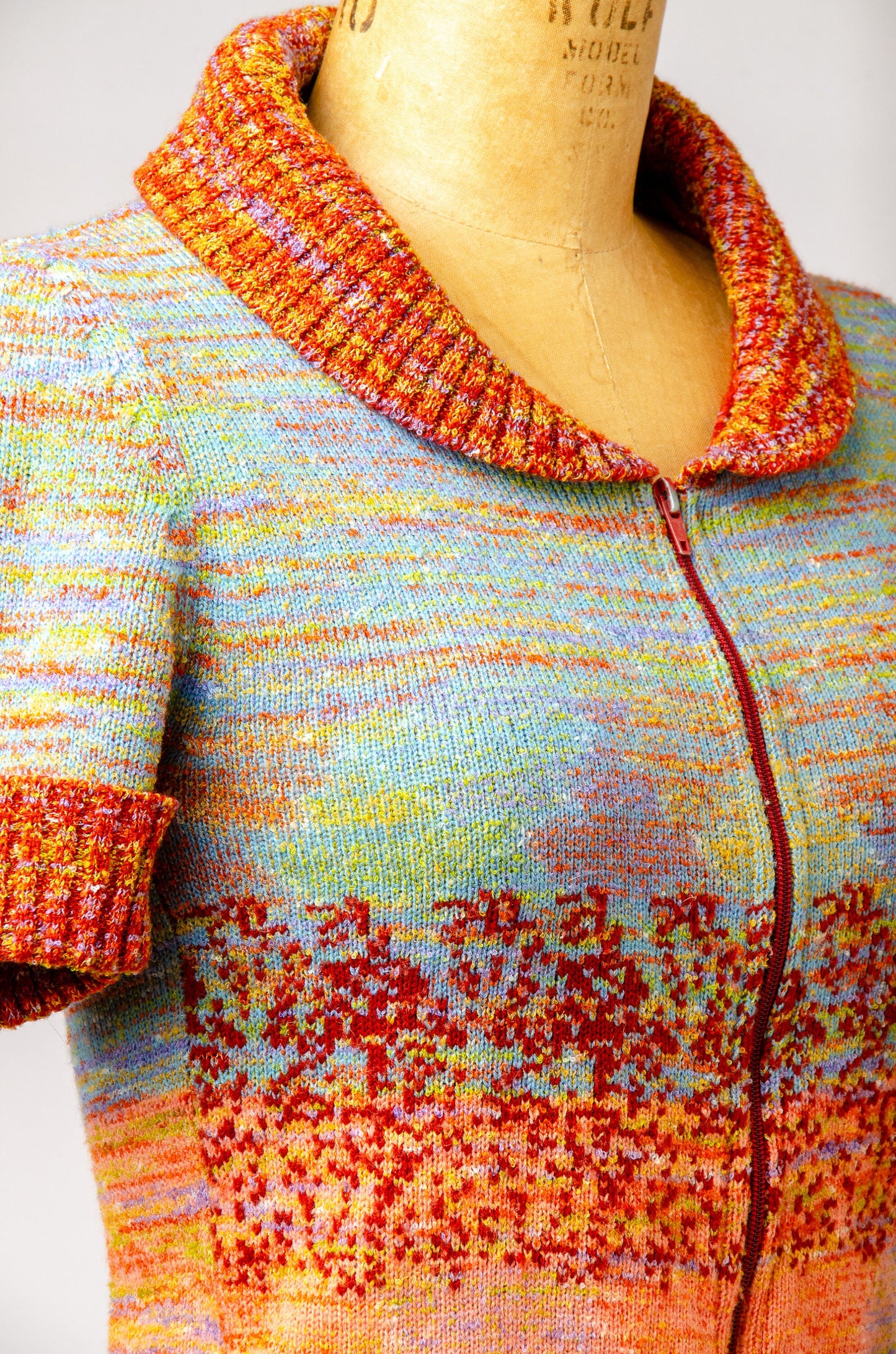 1970s Space Dye Sweater Rust Orange Ombre Disco Knit