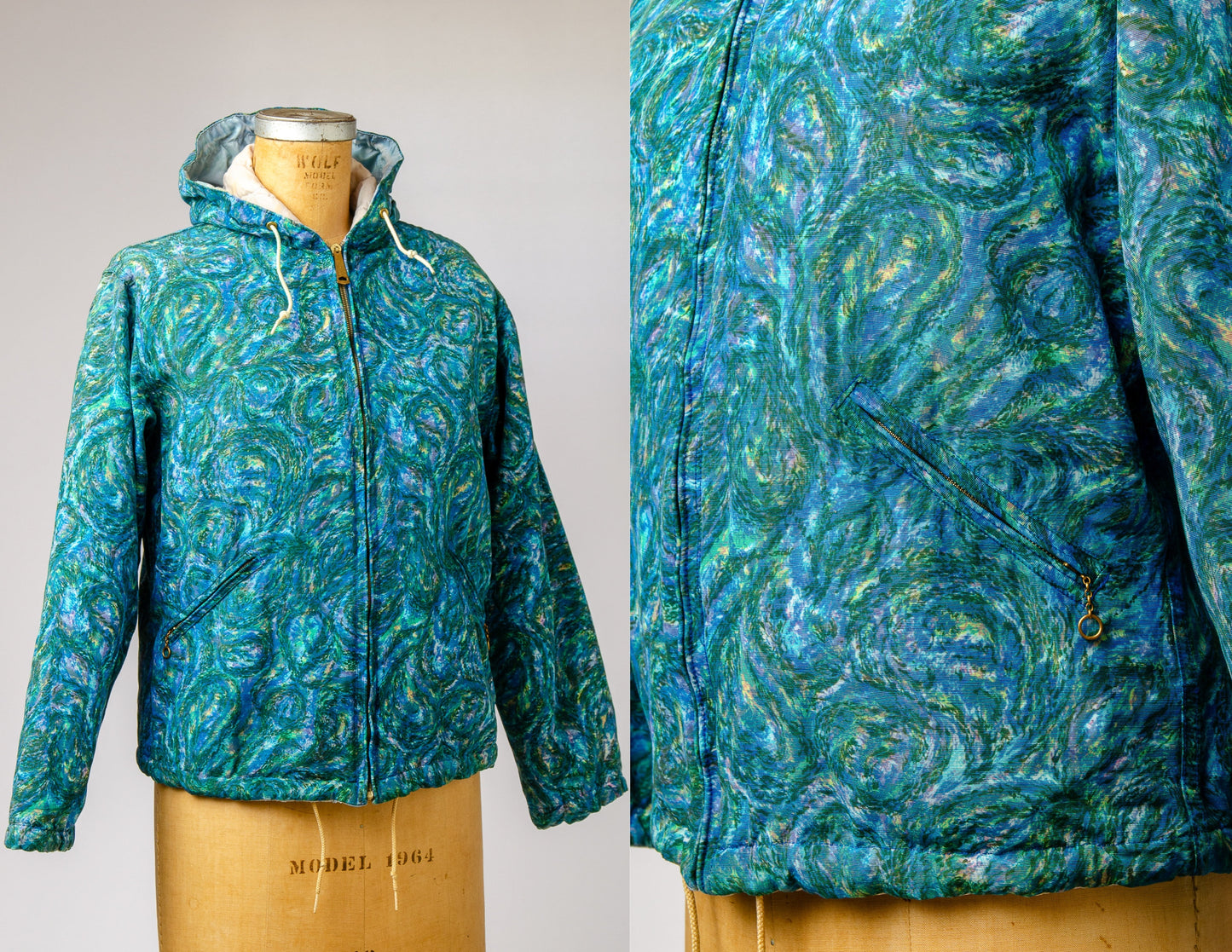 1960s Psychedelic Parka Starry Night Novelty Print Sun Valley Coat