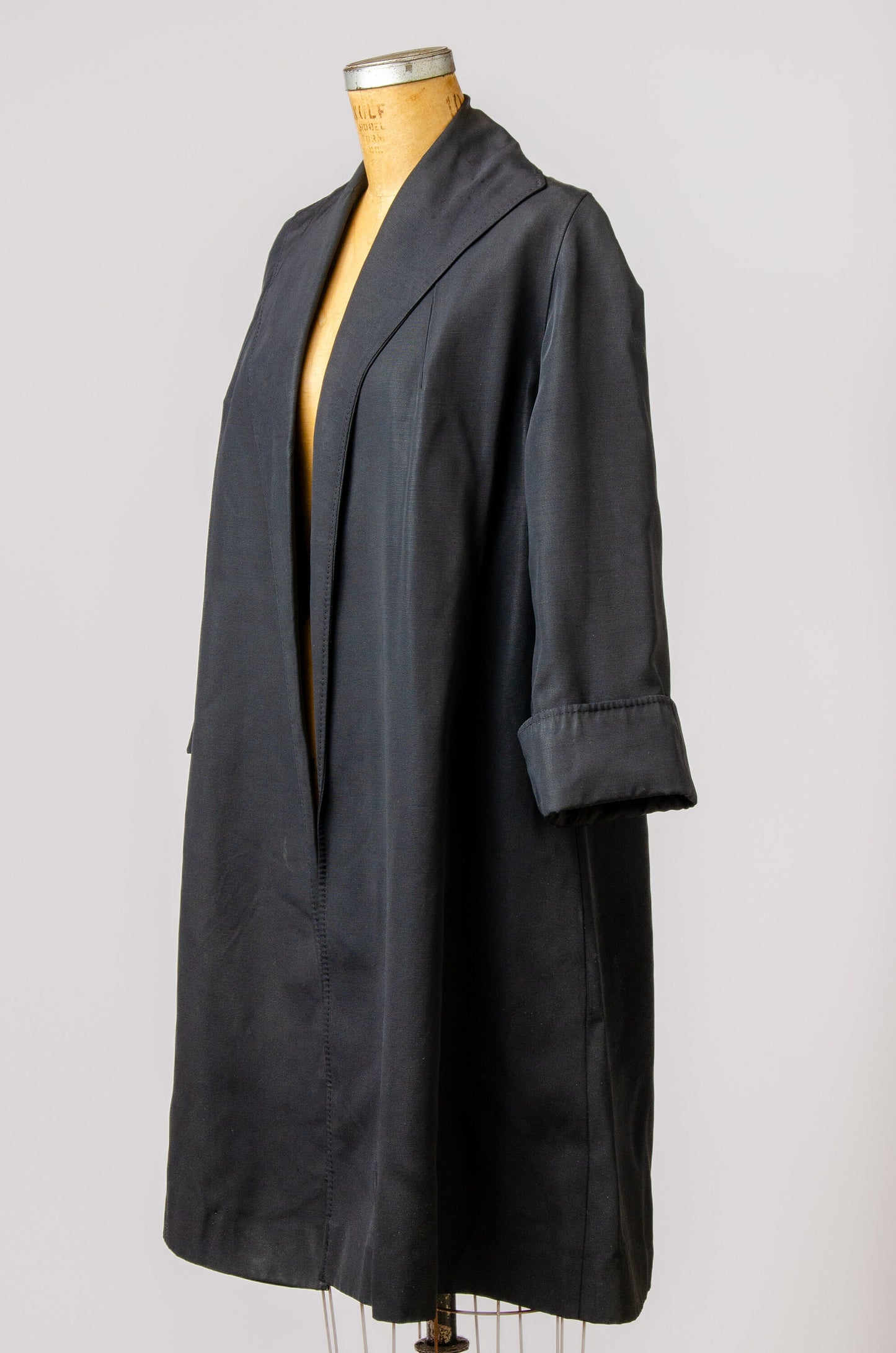 1950s Swing Coat Full Collar Rayon Mid Length Duster