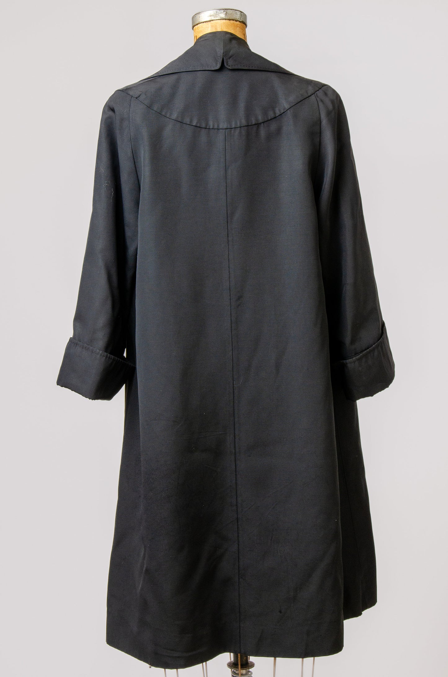 1950s Swing Coat Full Collar Rayon Mid Length Duster