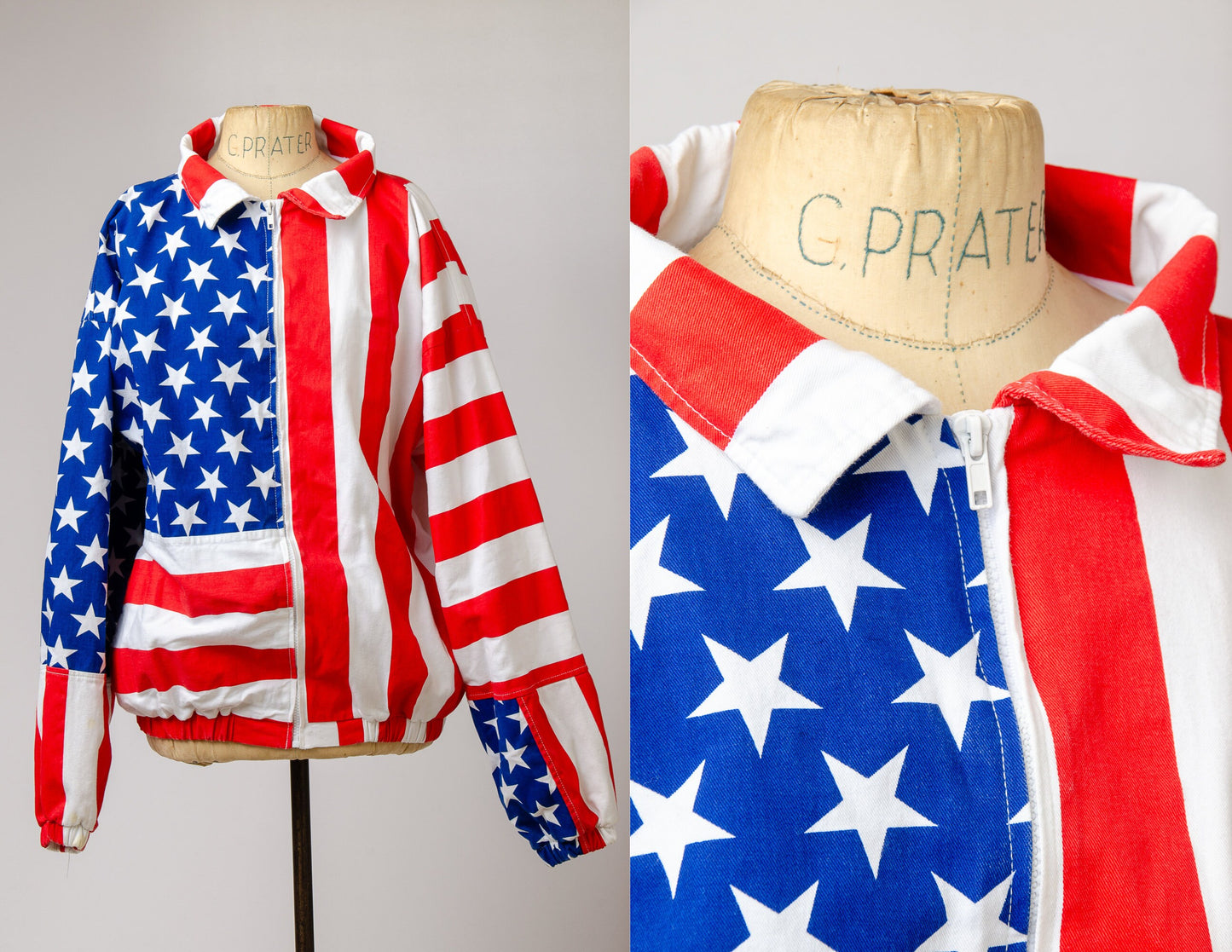 90s American Flag Bomber Jacket USA Made Cotton Stars and Stripes