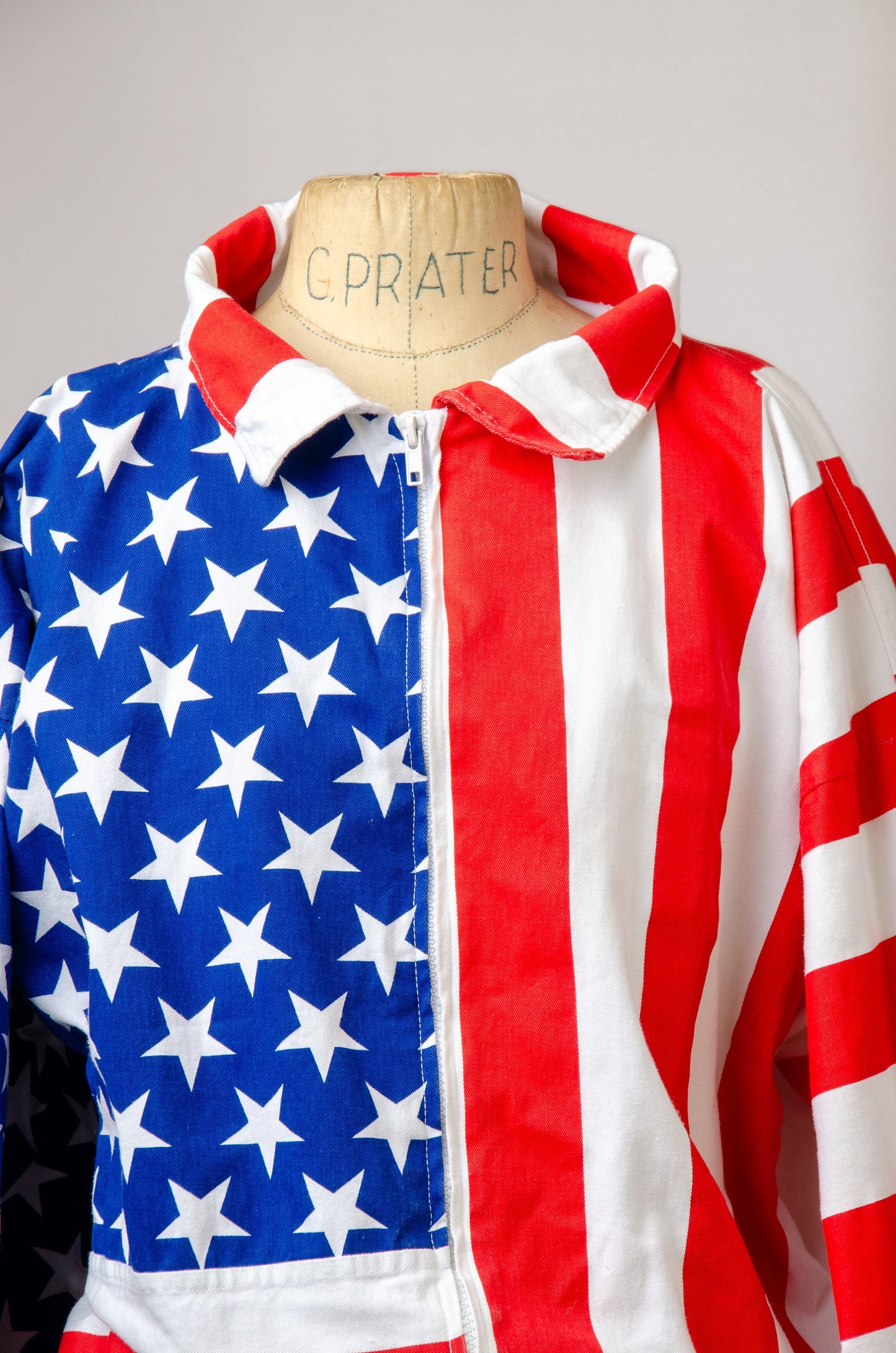 90s American Flag Bomber Jacket USA Made Cotton Stars and Stripes