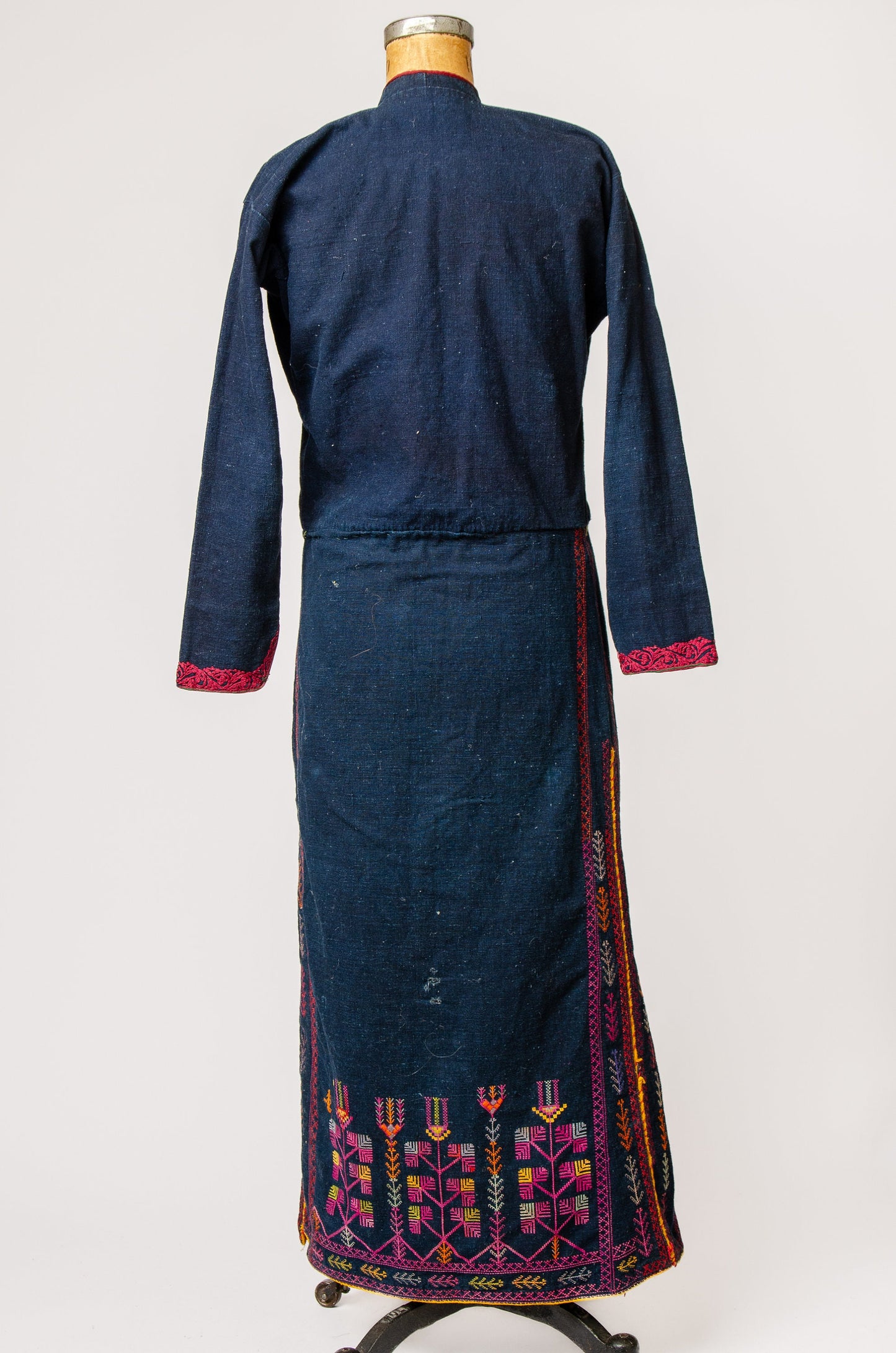 Antique Indigo Bedouin Coat Hand Embroidered Syrian Overcoat