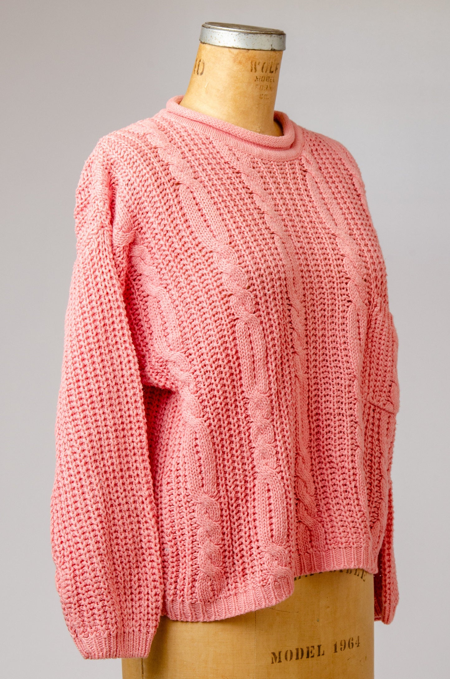 90s Pink Cotton Sweater Oversized Knit Sweater