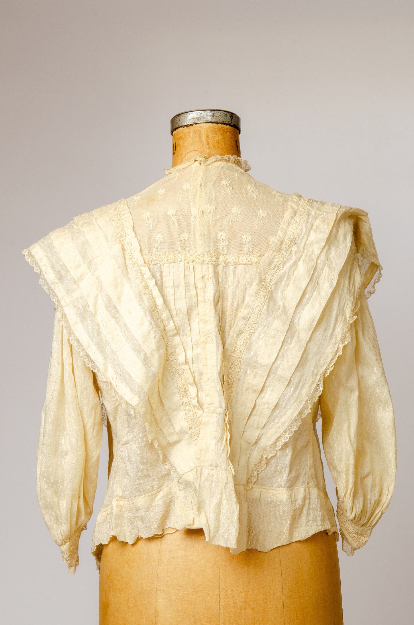 Victorian Blouse 1800's Distressed Ivory Cotton Folk Blouse