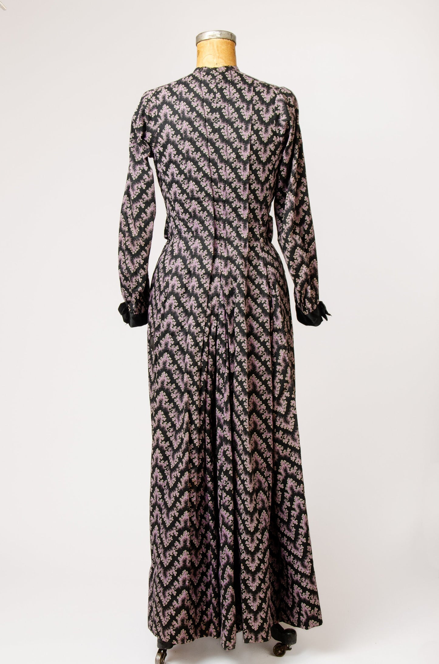 Edwardian Pioneer Dress Black and Lavender Cotton Folk Dress