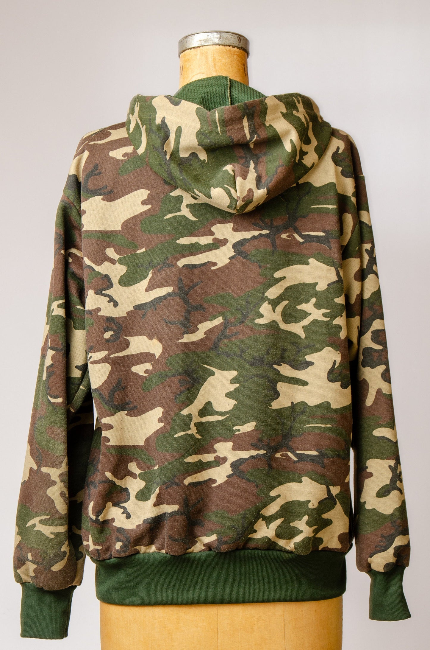 1990s Camo Hoodie Army Green Zip Up Camouflage Hooded Sweatshirt