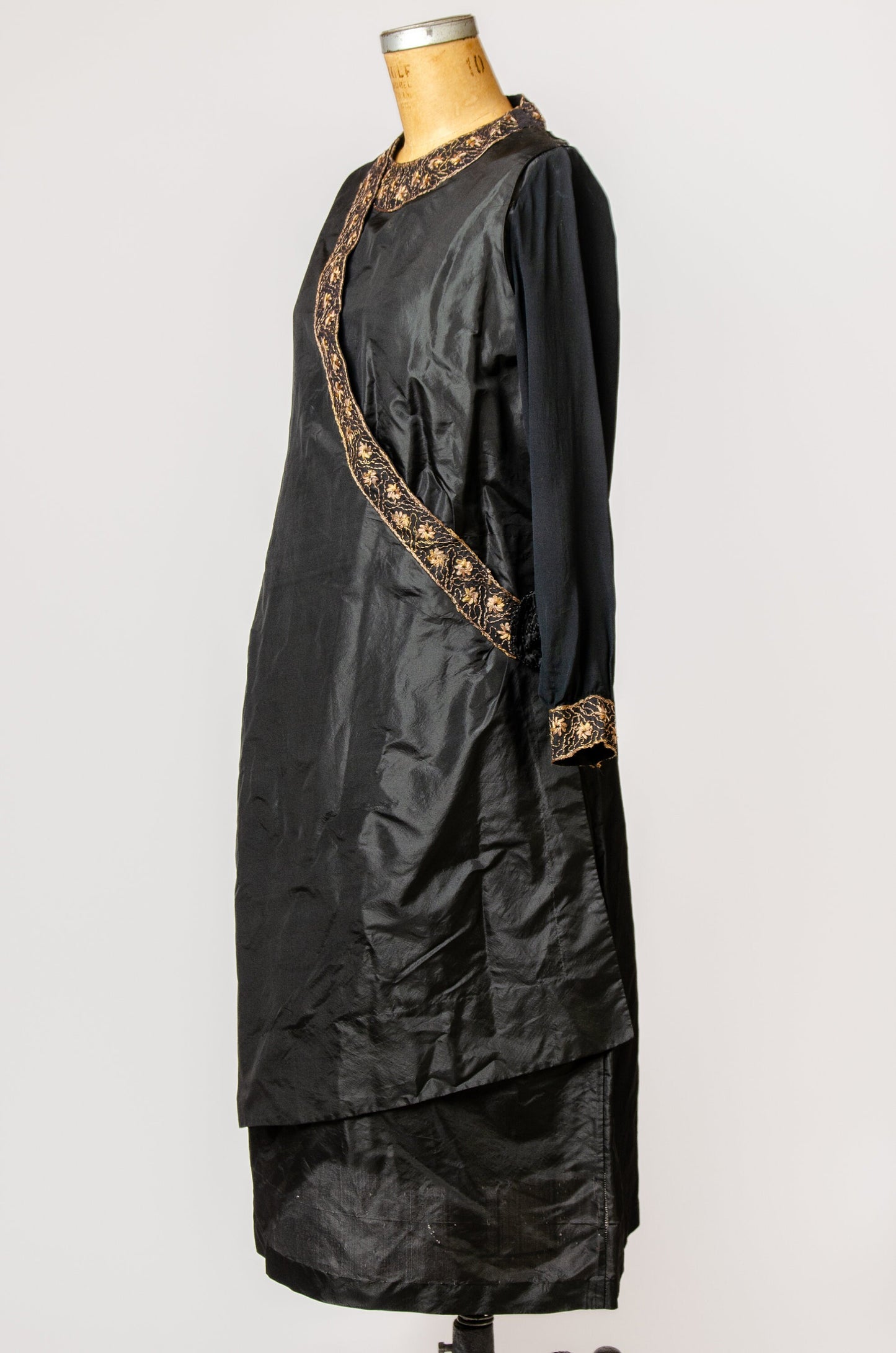 Edwardian Era Black Silk Full Figure Indian Style Dress