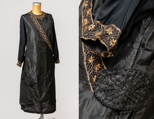 Edwardian Era Black Silk Full Figure Indian Style Dress