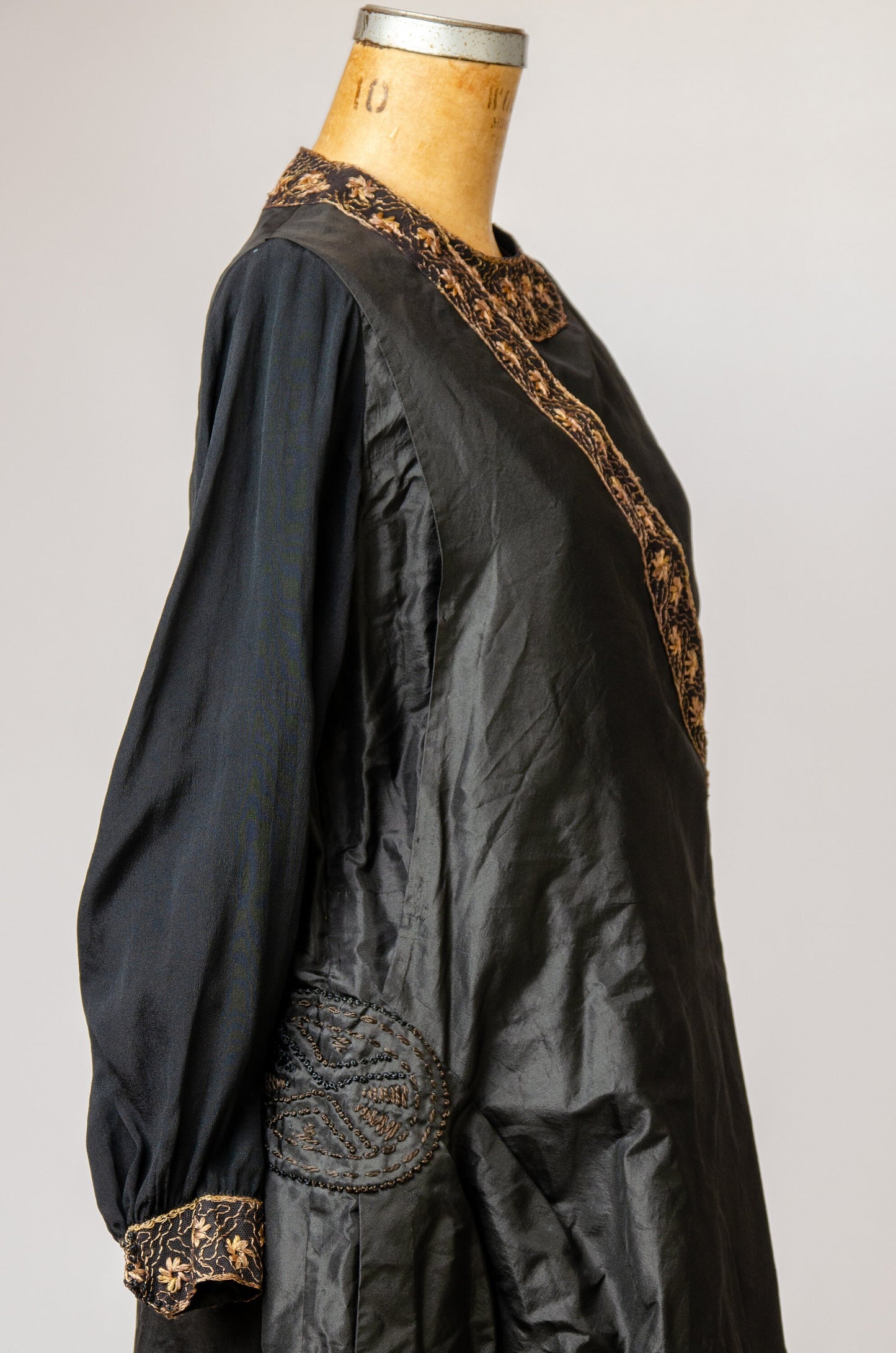 Edwardian Era Black Silk Full Figure Indian Style Dress