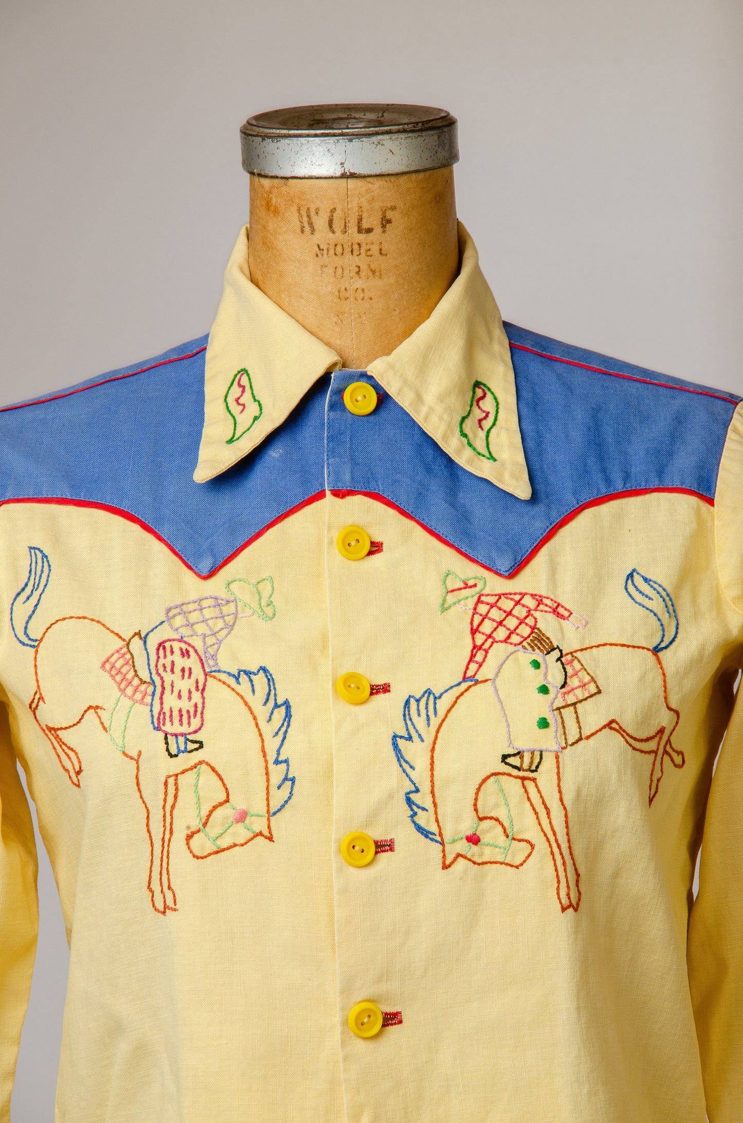 1940s Embroidered Western Shirt Cotton Two Tone Cowboy Rockabilly Shirt