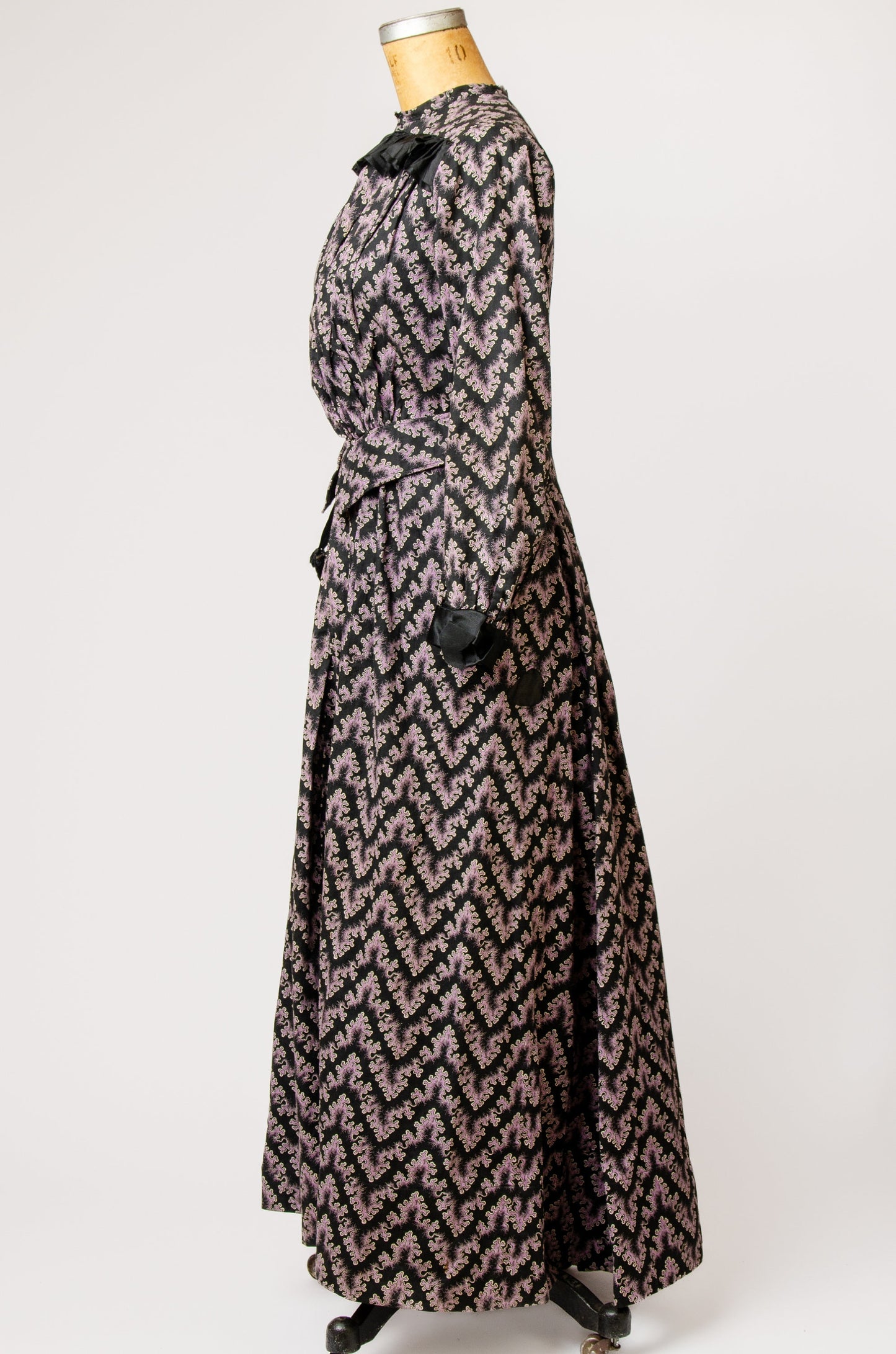 Edwardian Pioneer Dress Black and Lavender Cotton Folk Dress