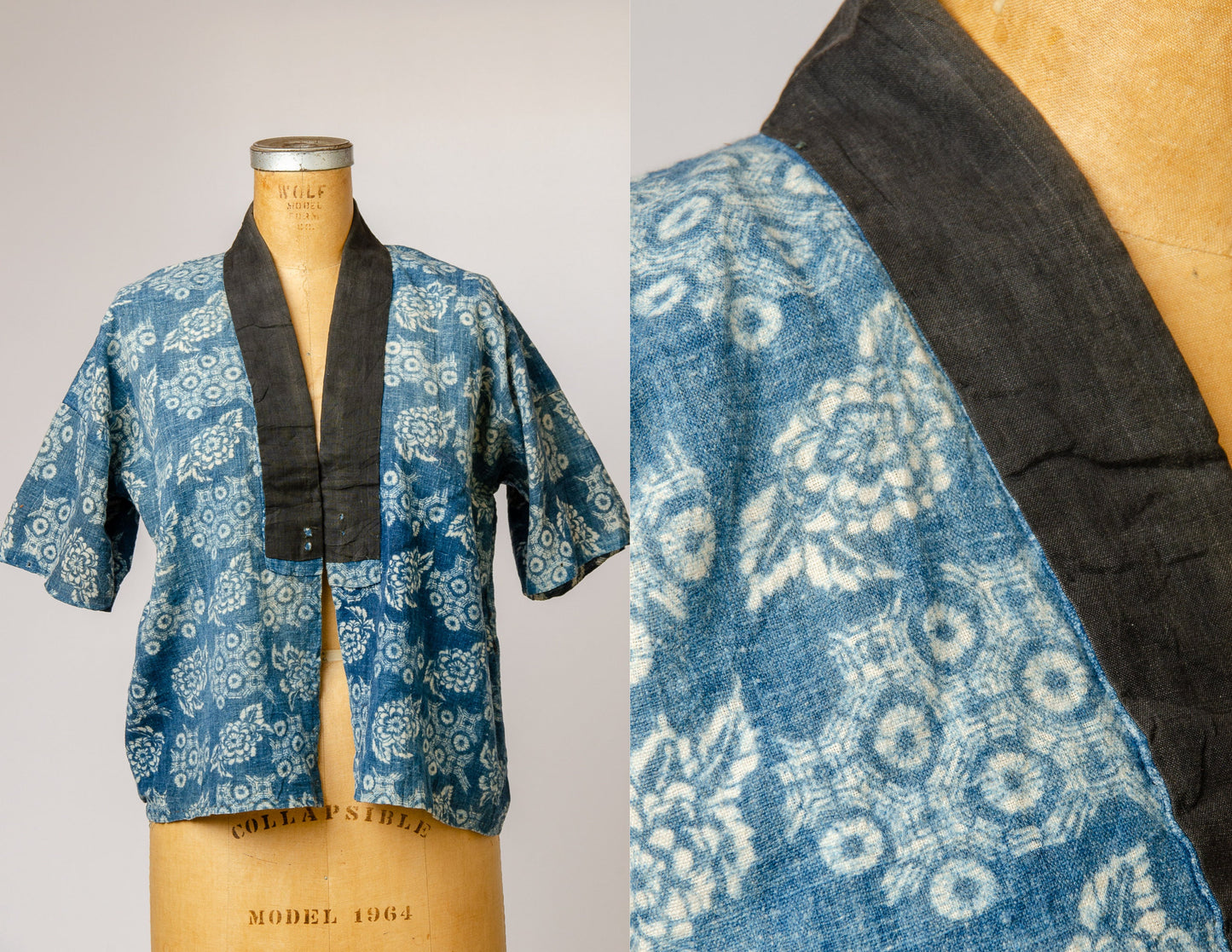 Antique Japanese Indigo Cotton Short Kimono Jacket