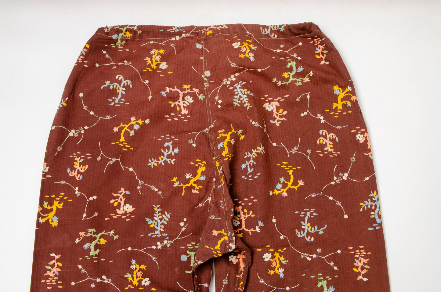 1940s Lounge Set Roos Bros Brown Floral Cotton Art Deco Pajama Set