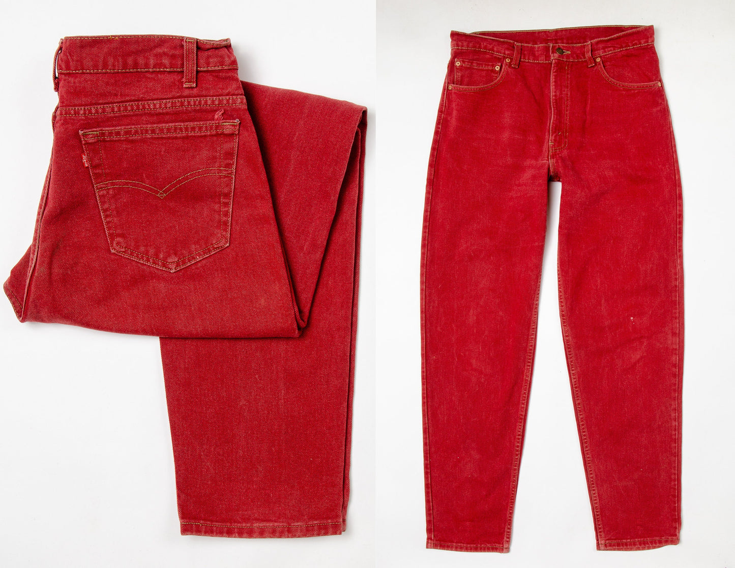 Vintage Levis 550 Red Denim High Waisted Button Fly Grunge Jeans 34 x 33