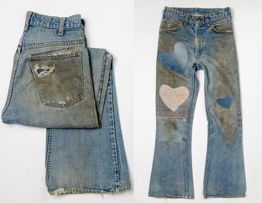 Vintage Patchwork Levis Hippie Jeans Distressed 517 Jeans 28 x 30