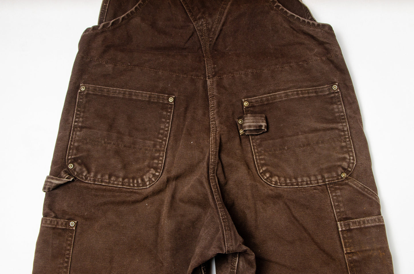 Vintage Distressed Carhartt Overalls Brown Cotton Denim Utility Overalls W 36