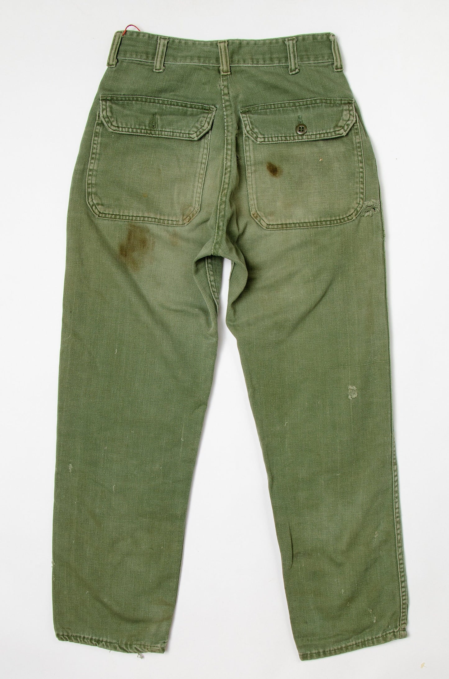 1960s US Army Pants Vietnam War Era OG-107 Cotton Sateen Utility Trousers 26 x 27