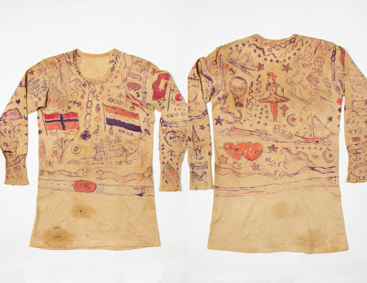 1915 Tattoo Flash Art Society Circus Hand Illustrated Historical Henley Shirt