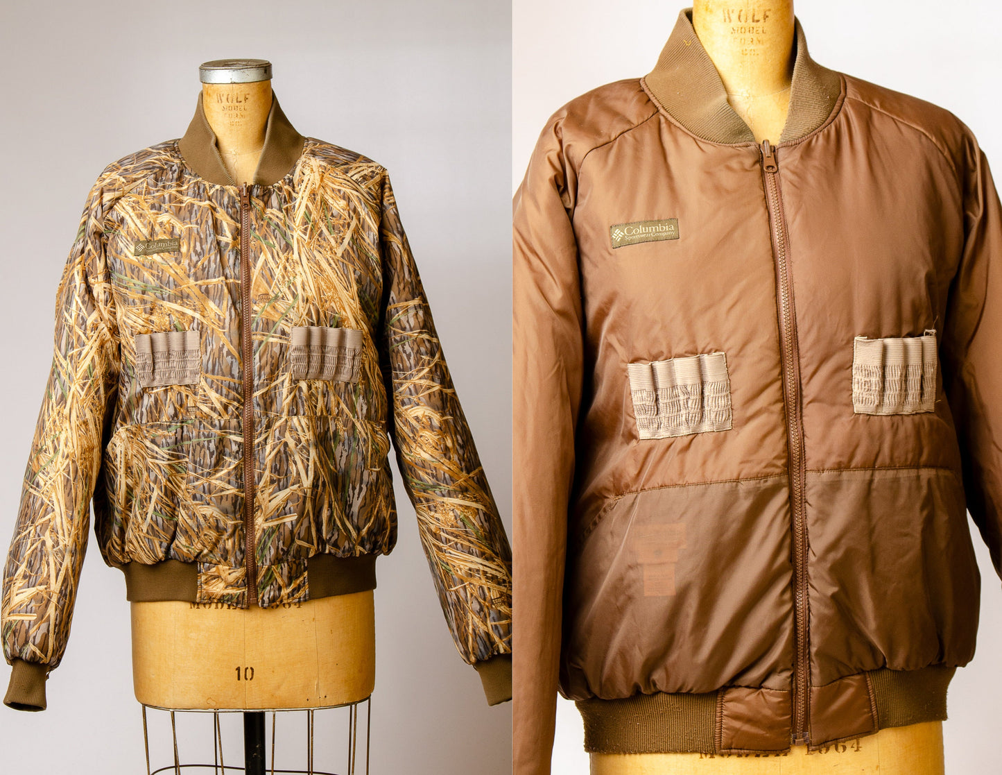 Vintage Camo Hunting Jacket Reversible Puffy Outdoor Bomber Jacket