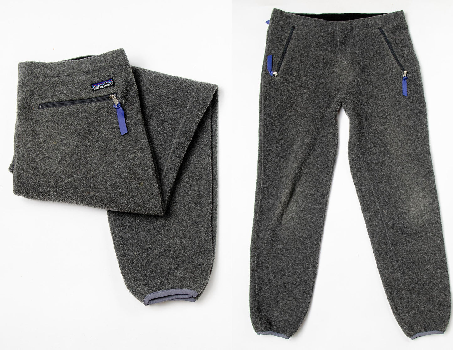 1980s Patagonia Fleece Pants Big Label Grey Deep Pile Lounge Pants Medium