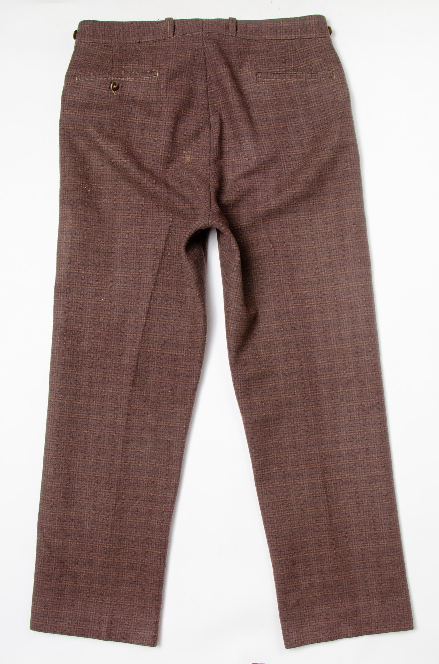 1950s Wool Plaid Work Pants Brown High Waisted Workwear Trousers 36 x 31