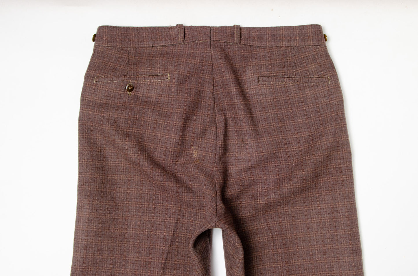 1950s Wool Plaid Work Pants Brown High Waisted Workwear Trousers 36 x 31