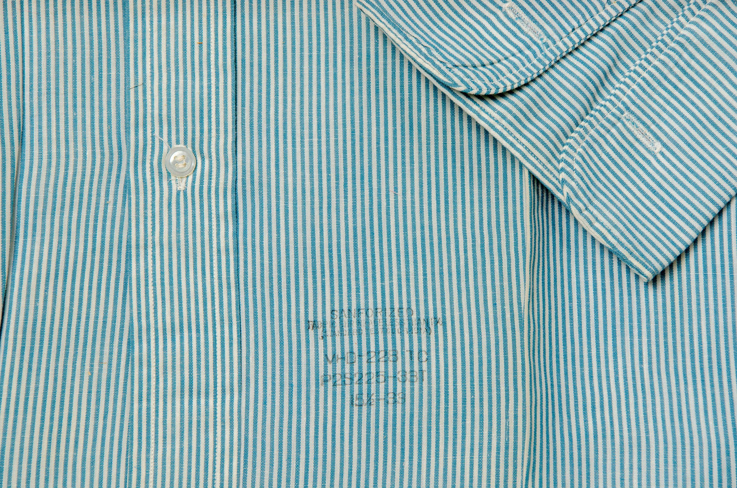 1910/1920 Side Gusset Collarless Shirt Van Heusen Sanforized Blue Pinstripe Cotton Dress Shirt