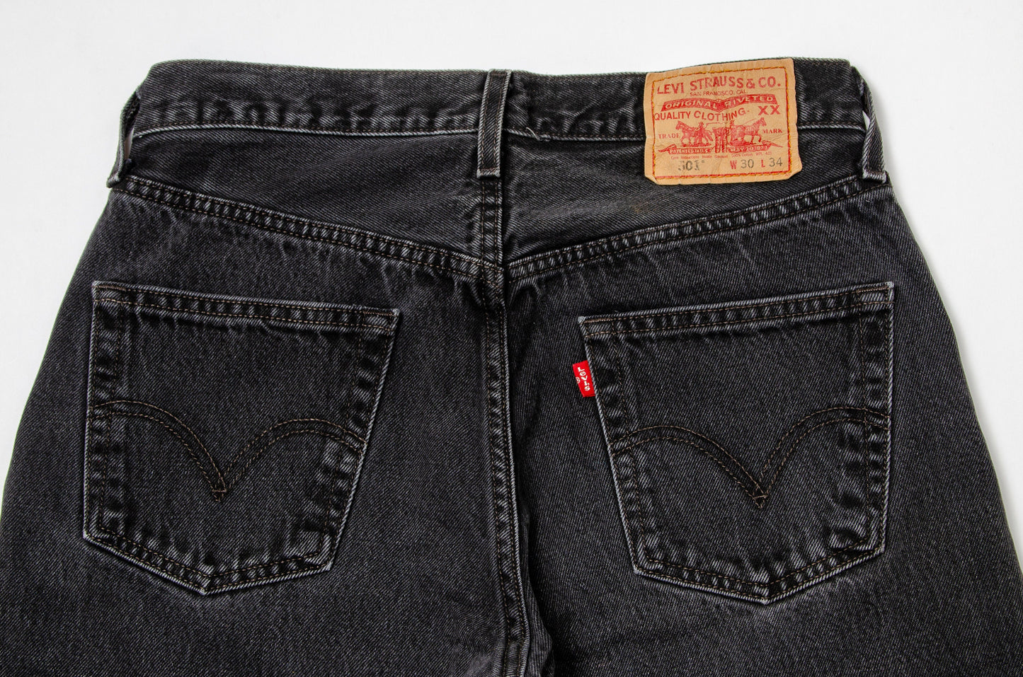 Vintage Levis 501 Black Denim Button Fly Jeans 30 x 33