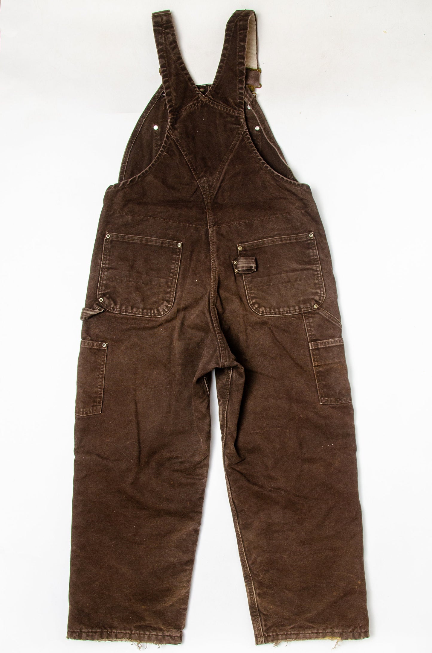 Vintage Distressed Carhartt Overalls Brown Cotton Denim Utility Overalls W 36