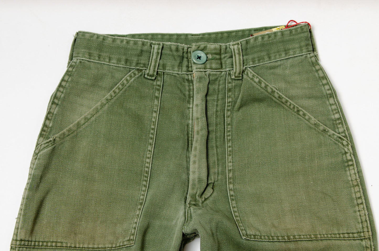 1960s US Army Pants Vietnam War Era OG-107 Cotton Sateen Utility Trousers 26 x 27