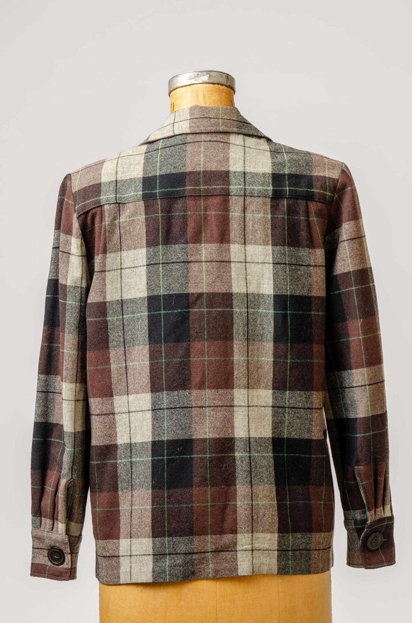 1950s Wool Plaid 49er Style Jacket Cat Eye Button Womens Rockabilly Jacket