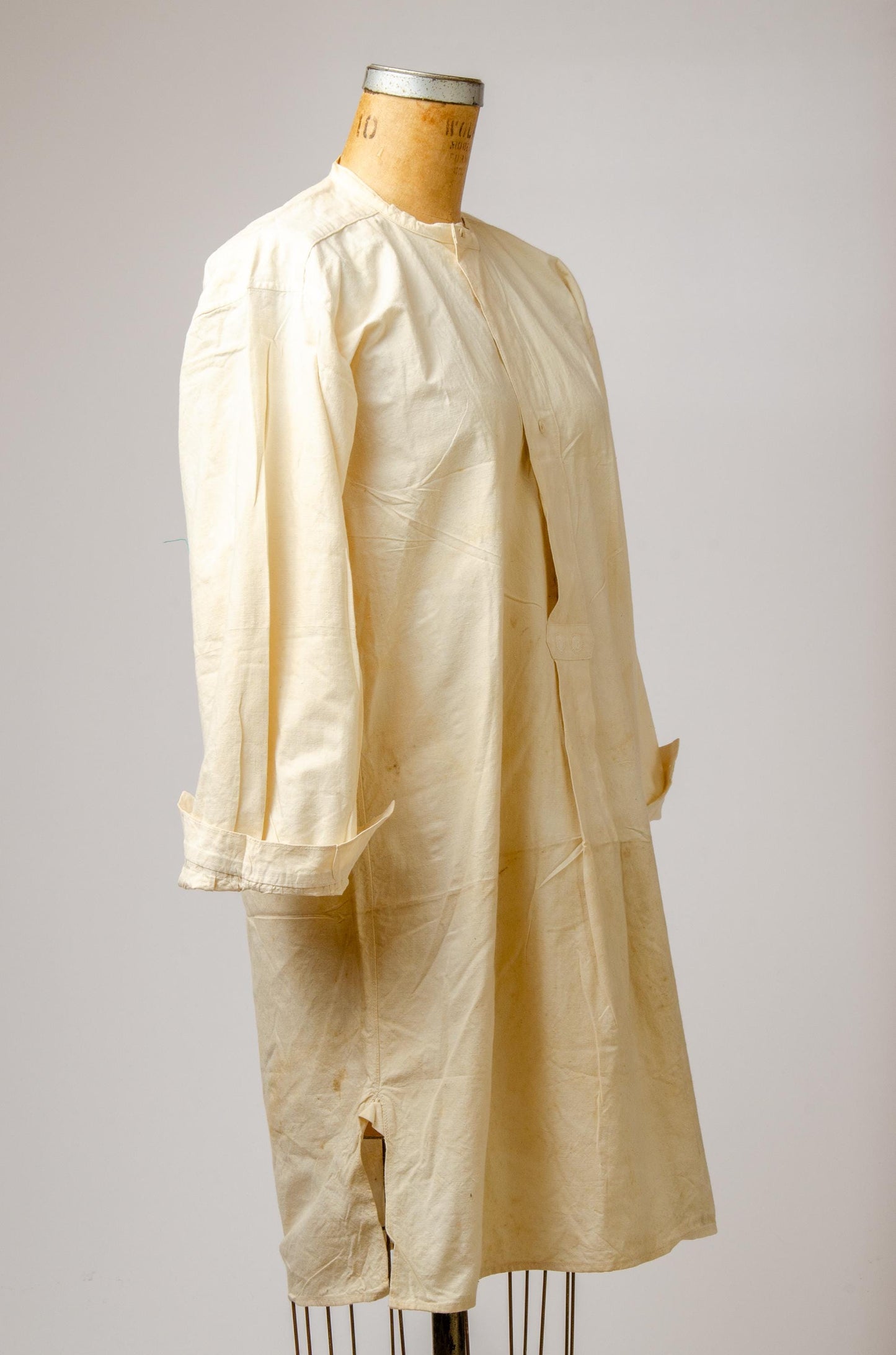 1800s Antique Linen Smock Embroidered Mens Nightshirt