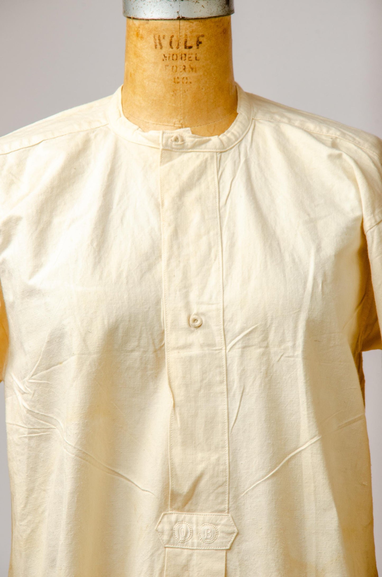 1800s Antique Linen Smock Embroidered Mens Nightshirt