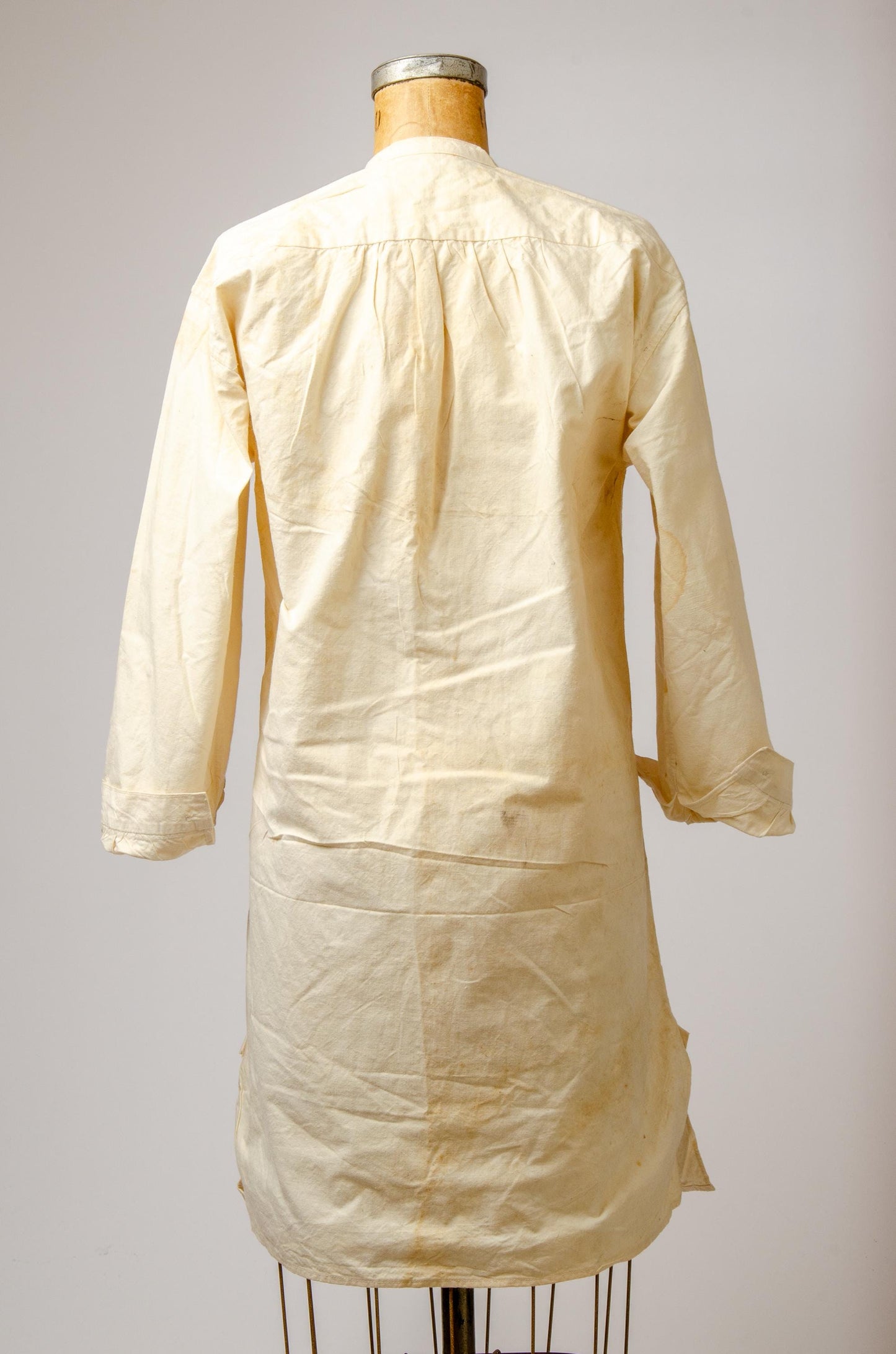 1800s Antique Linen Smock Embroidered Mens Nightshirt