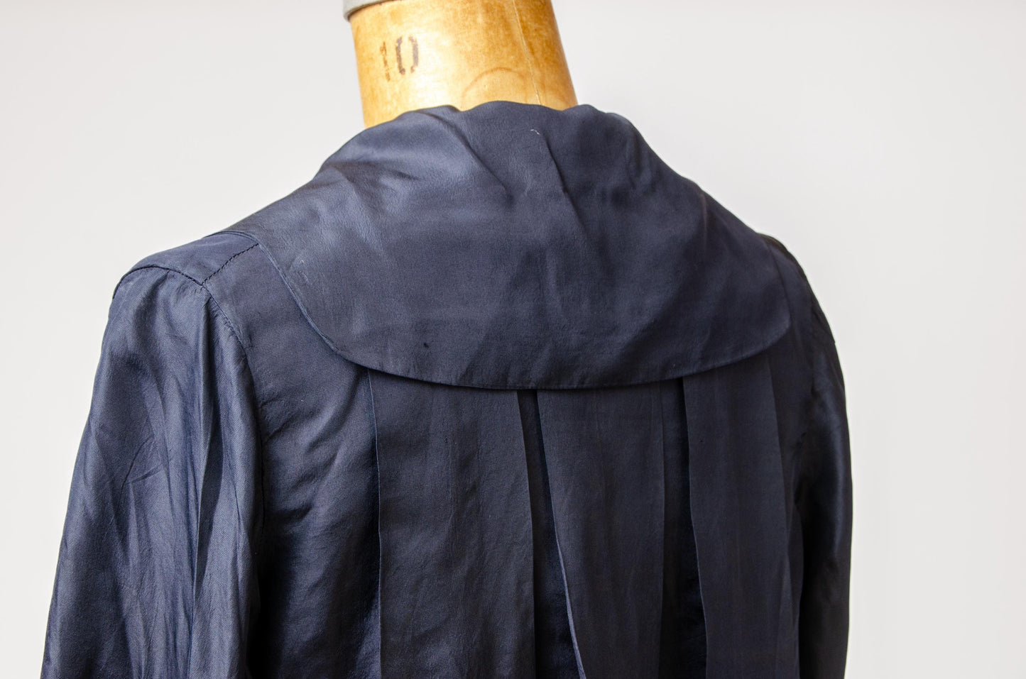 1920s Silk Swing Jacket Navy Blue Babydoll Dress