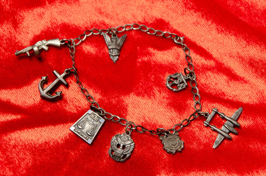 1940s WWll Machine Gun Sterling Silver Charm Bracelet