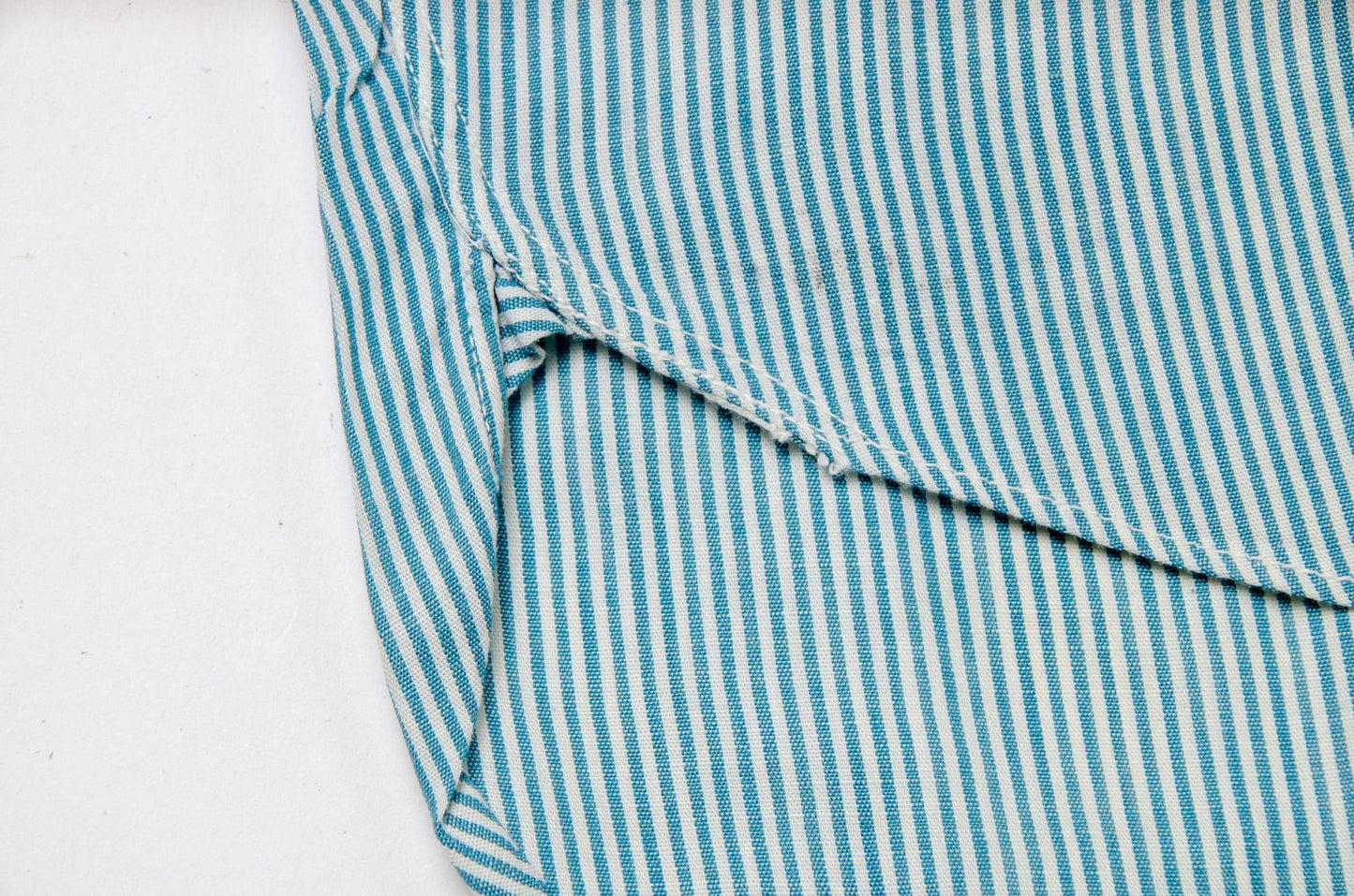 1910/1920 Side Gusset Collarless Shirt Van Heusen Sanforized Blue Pinstripe Cotton Dress Shirt