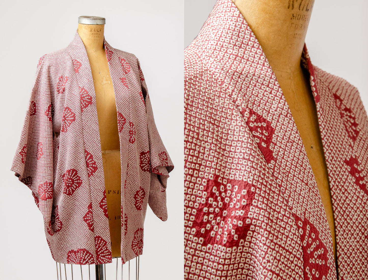 1940s Silk Haori Kimono Jacket / Purple & Ivory Textured Short Kimono