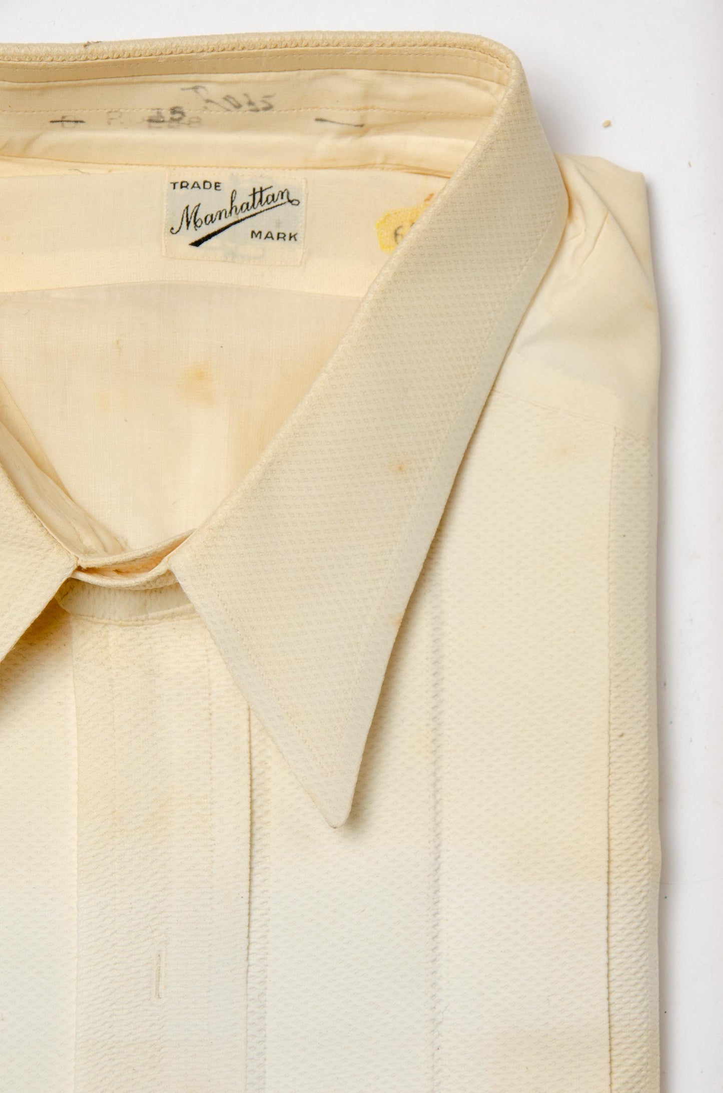 1920s Side Gusset Dress Shirt Manhattan White Cotton Dress Shirt