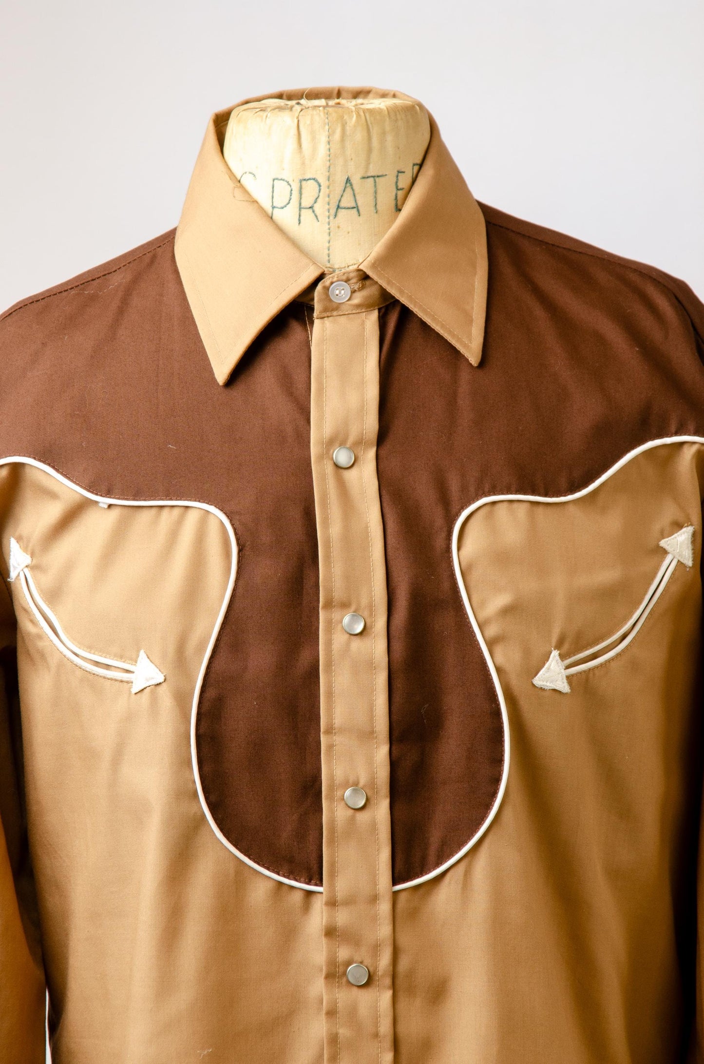 1970s Brown Two Tone Pearl Snap Western Shirt Mr Leggs Arrow Pocket