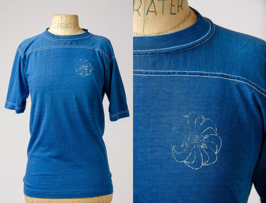 1980s NIKE Pinwheel Blue Distressed T Shirt