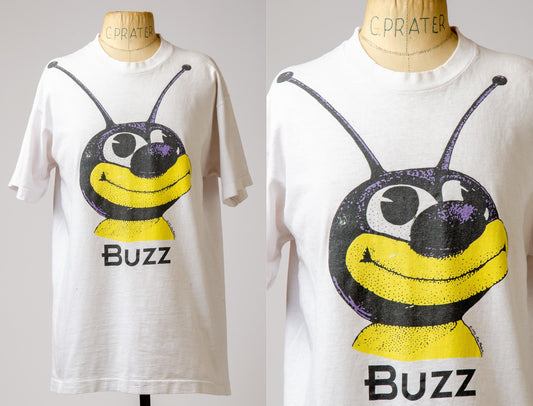 1992 Ken Brown BUZZ Bee Graphic White Cotton T Shirt